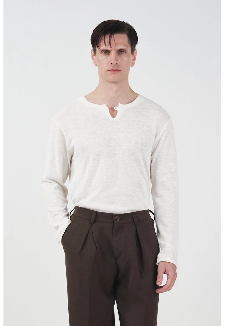 Tricou barbati - decupaje - bej natural - 100% bumbac
