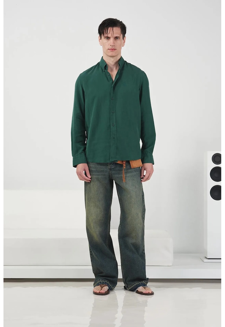 Camasa barbati - casual - maneca lunga - verde - Tencel