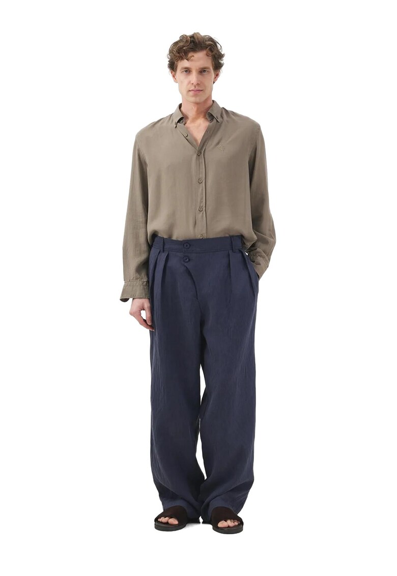 Camasa barbati - cu maneca lunga - kaki - Tencel