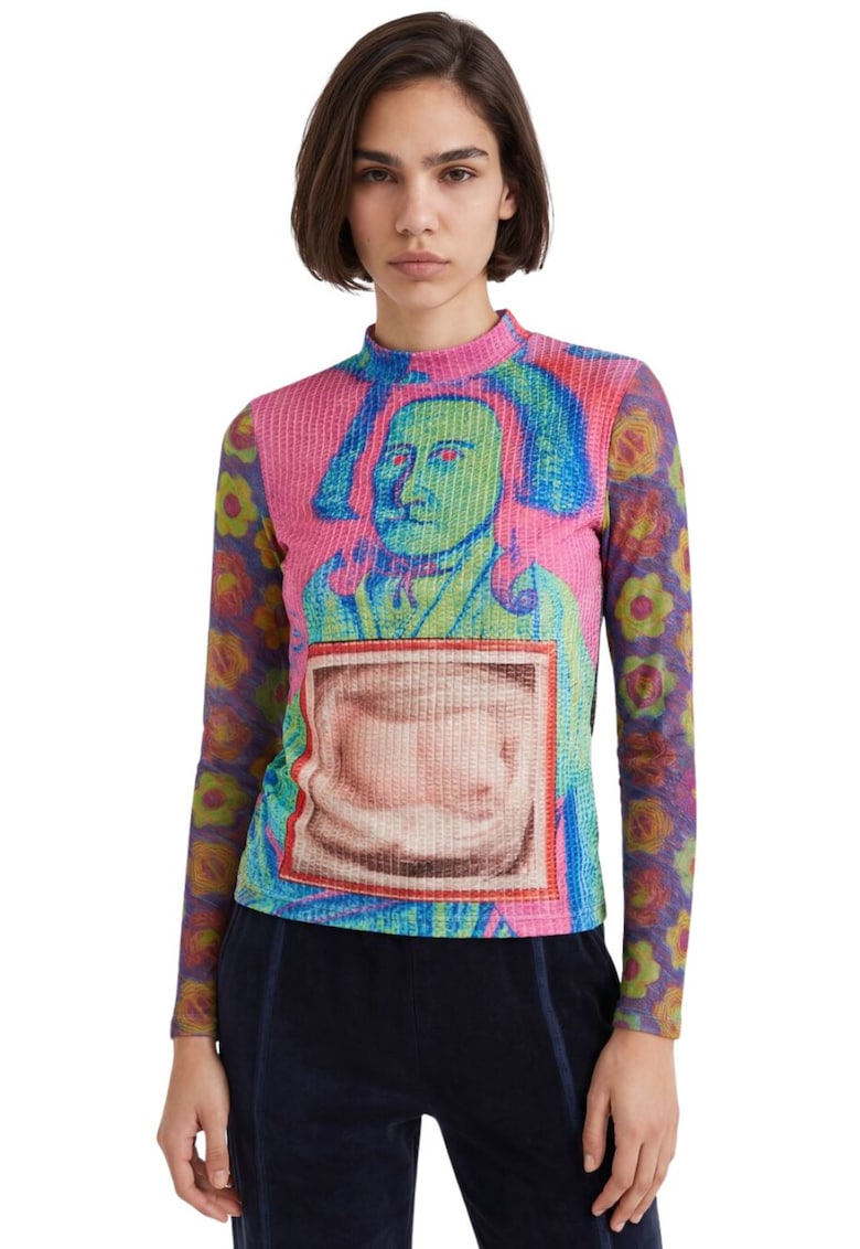 Bluza texturata cu imprimeu variate Pinky