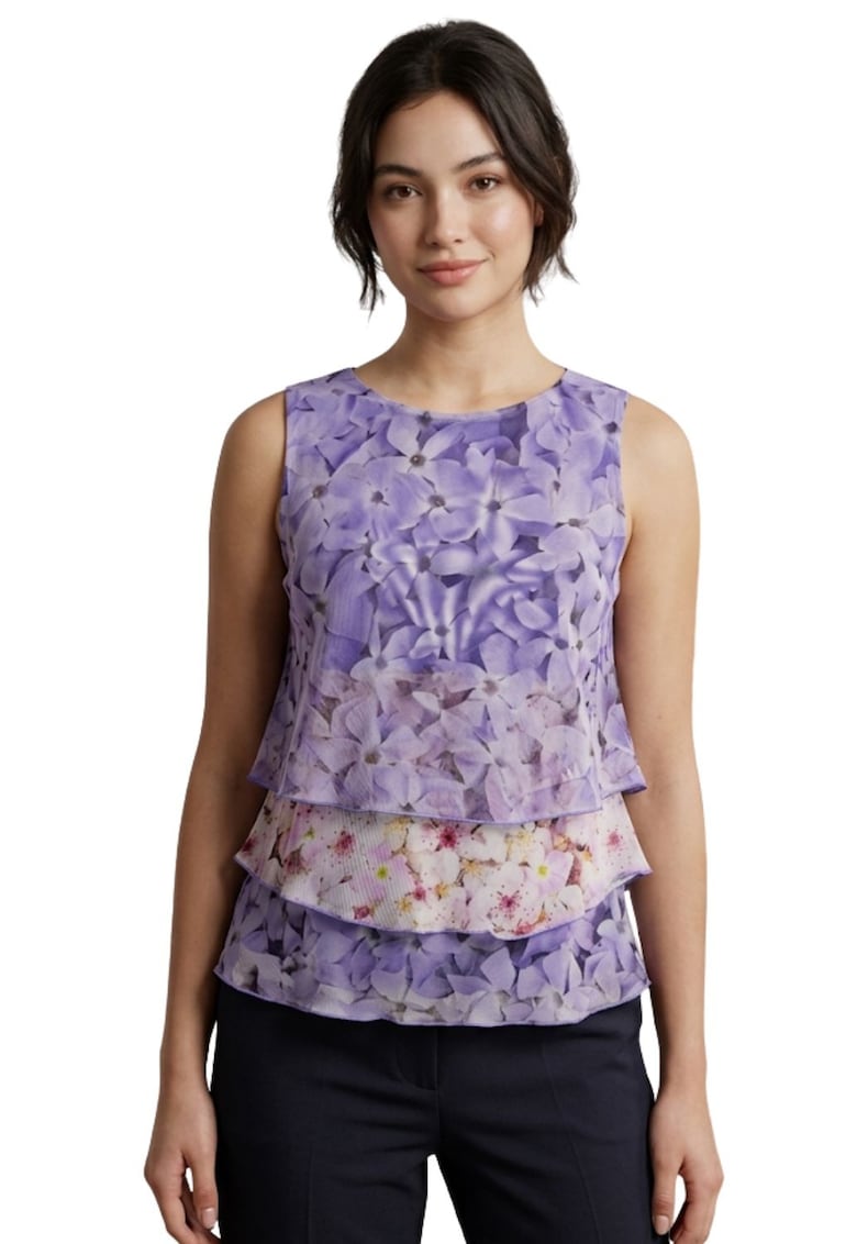 Top cu design stratificat si imprimeu floral Olesa