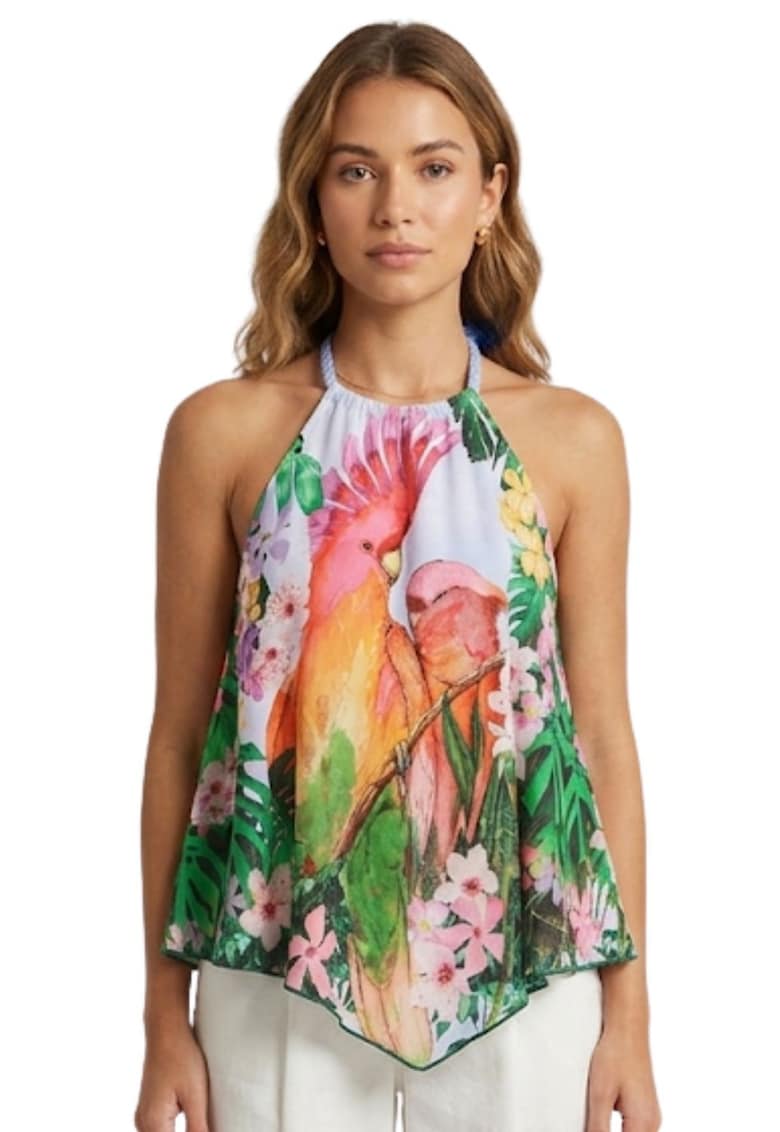 Top halter vaporos cu imprimeu tropical Azucar -