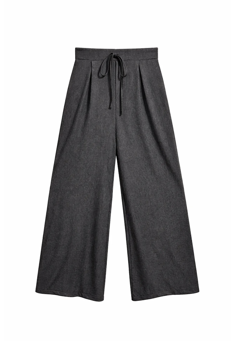 Pantaloni dama talie inalta - poliester-viscoza - Negru