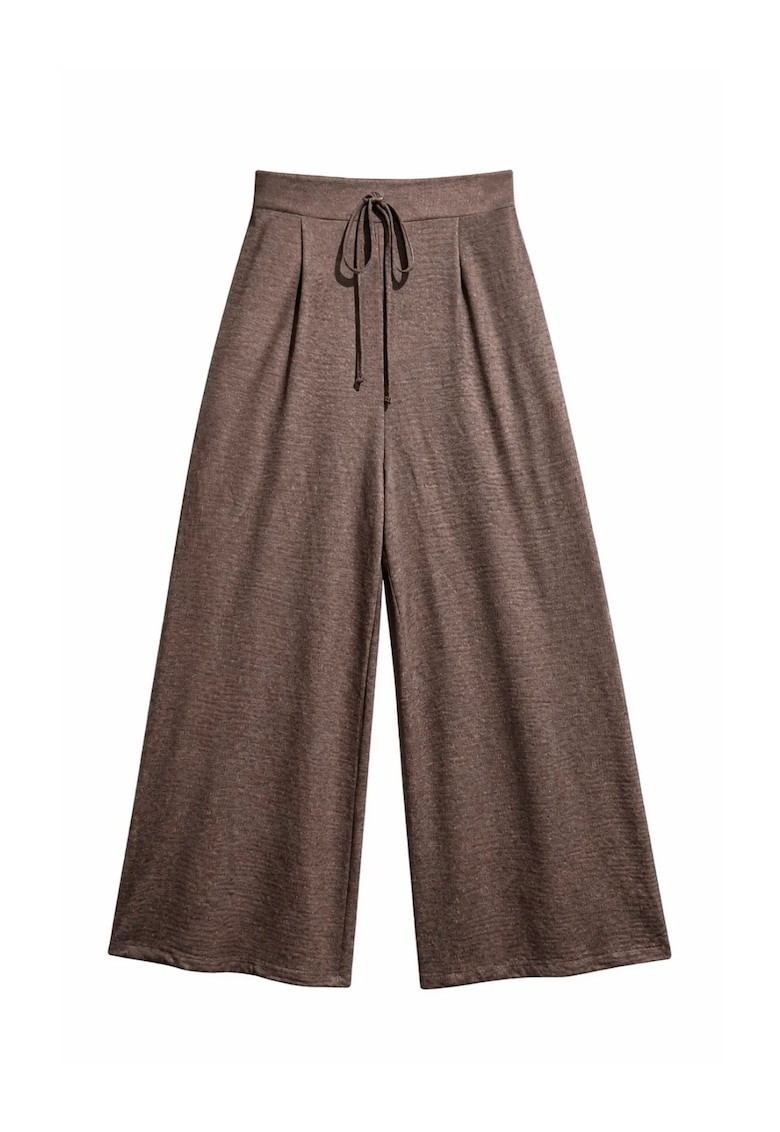 Pantaloni dama talie inalta - poliester-viscoza - Maro