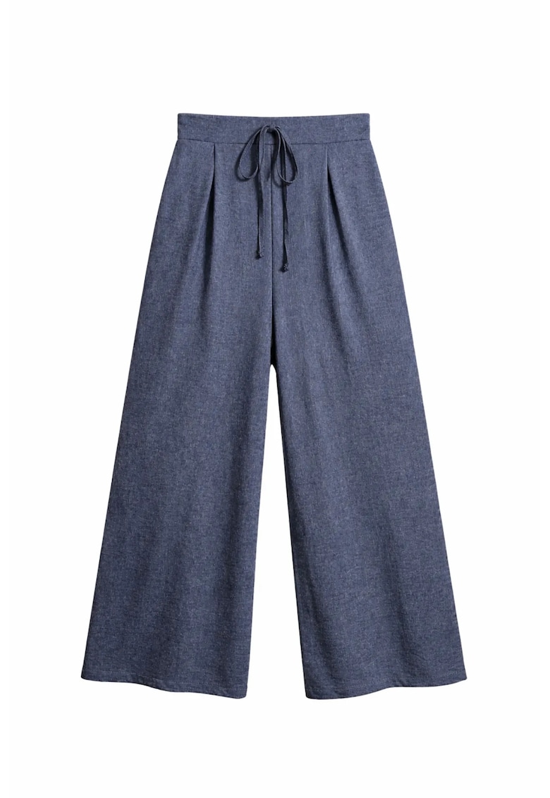 Pantaloni dama talie inalta - poliester-viscoza - Albastru marin
