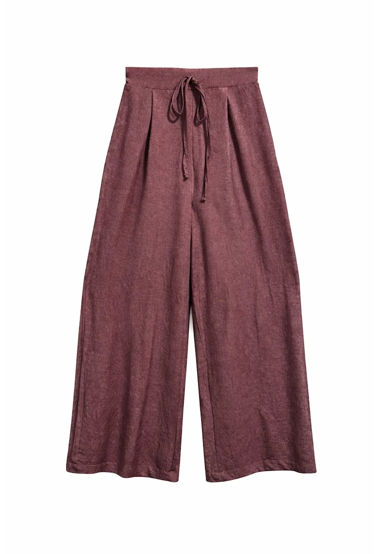 Pantaloni dama talie inalta - poliester-viscoza - Rosu