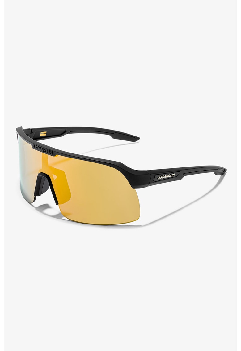 Ochelari de soare shield unisex cu lentile uni - Negru