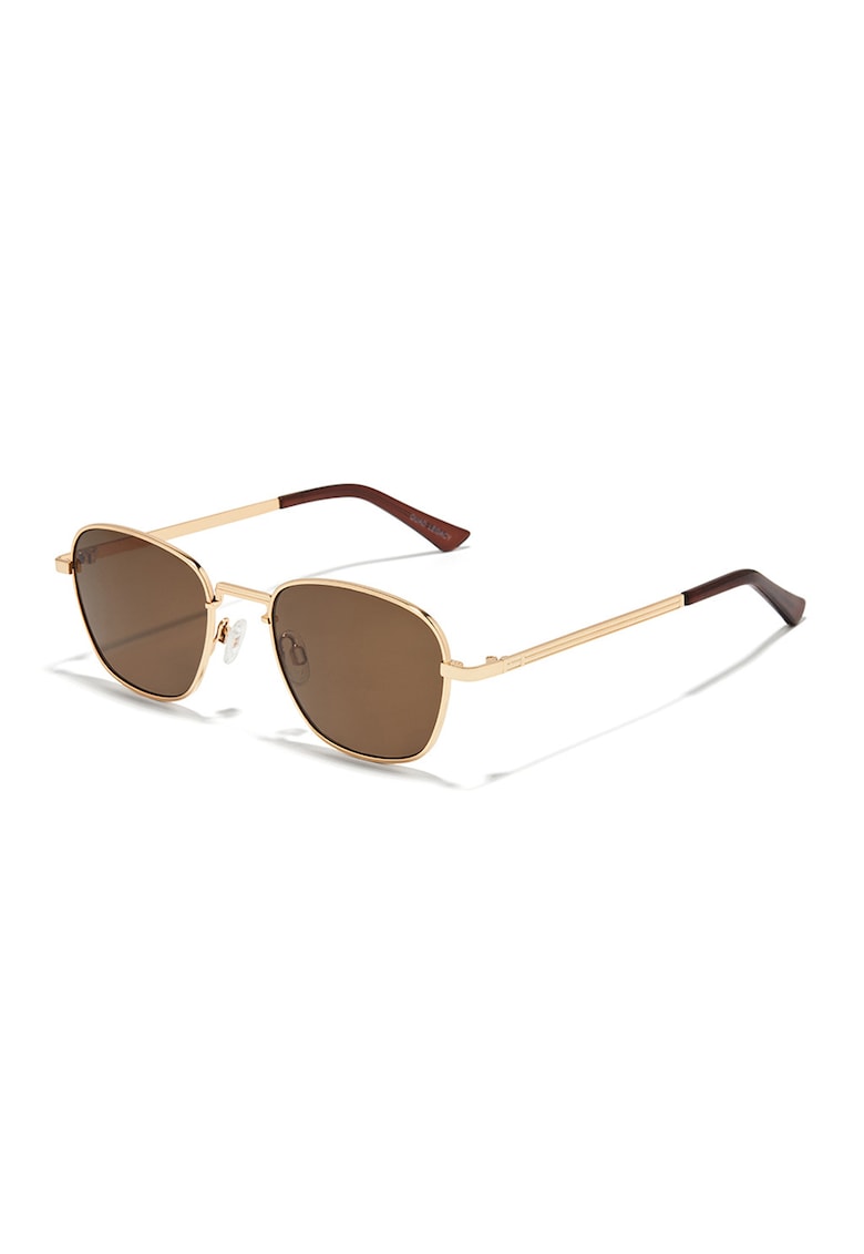 Ochelari de soare unisex cu rama metalica - Auriu/Maro