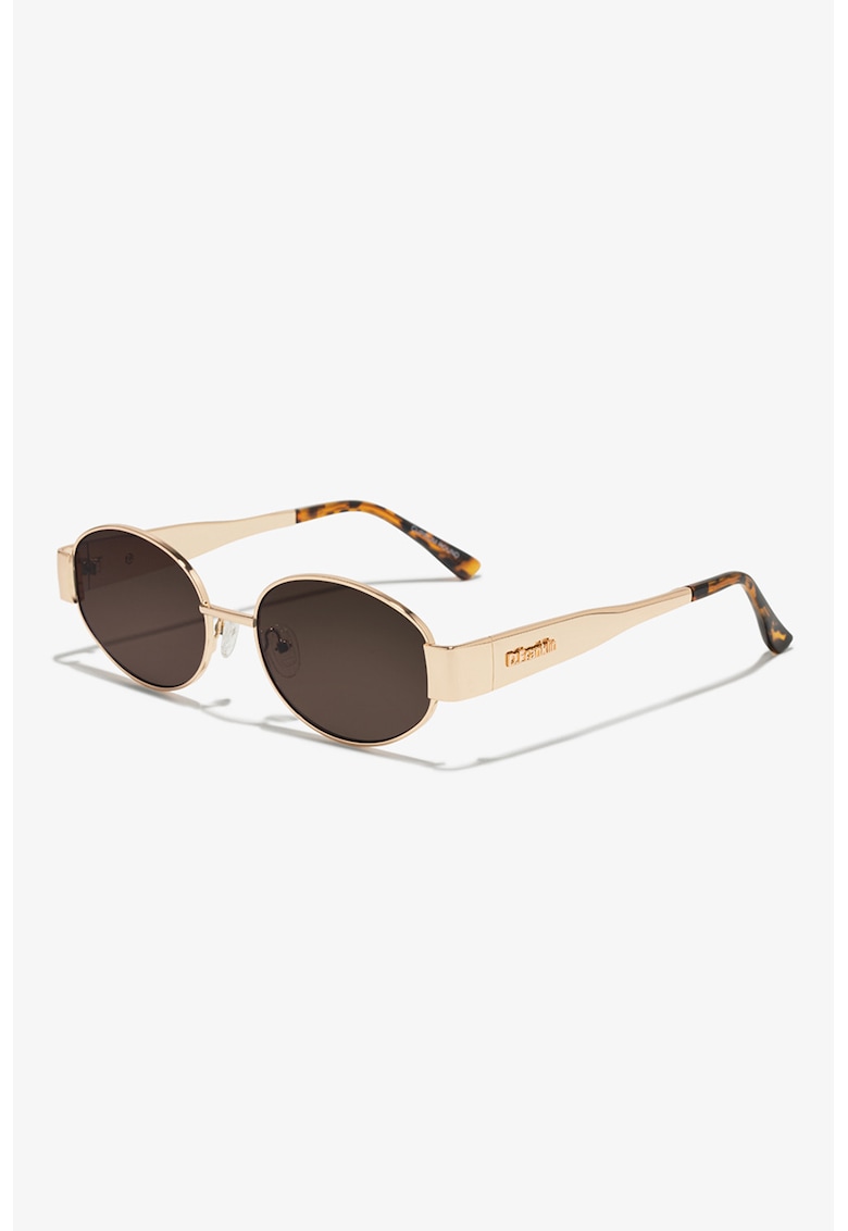 Ochelari de soare ovali unisex - Auriu/Maro