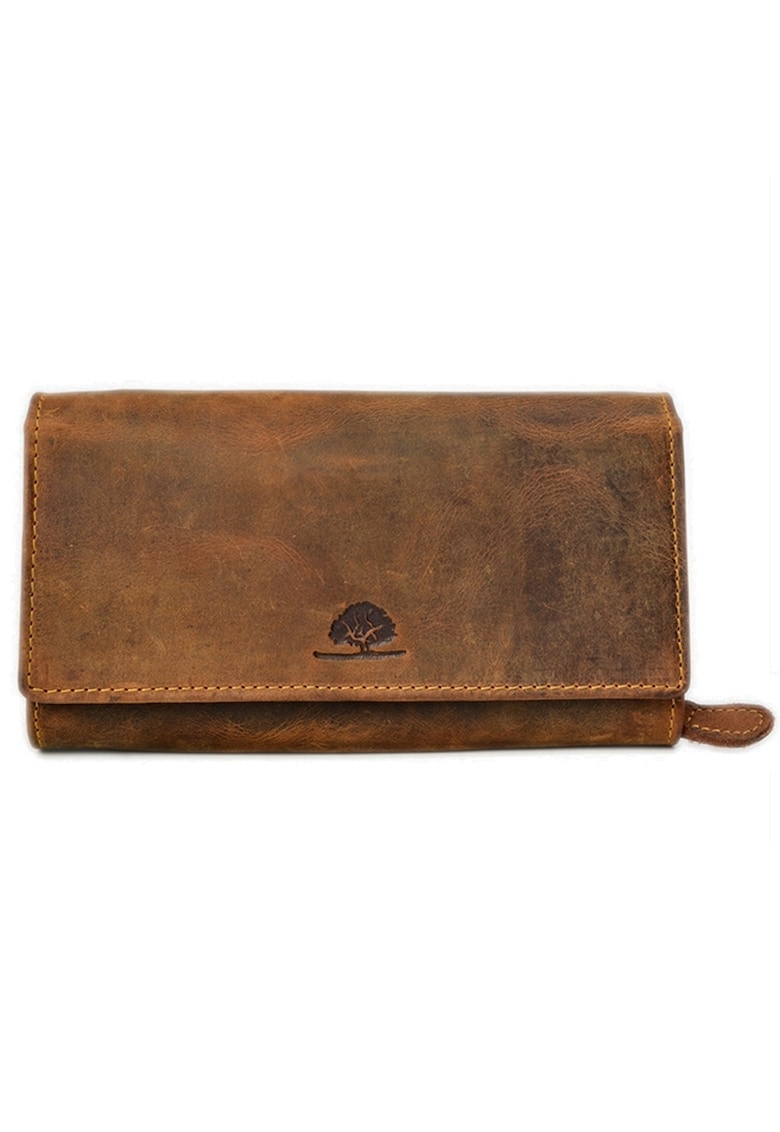 Portofel dama piele naturala maro antichizat 18.5 x 10.0 x 4.0 cm - Vintage -