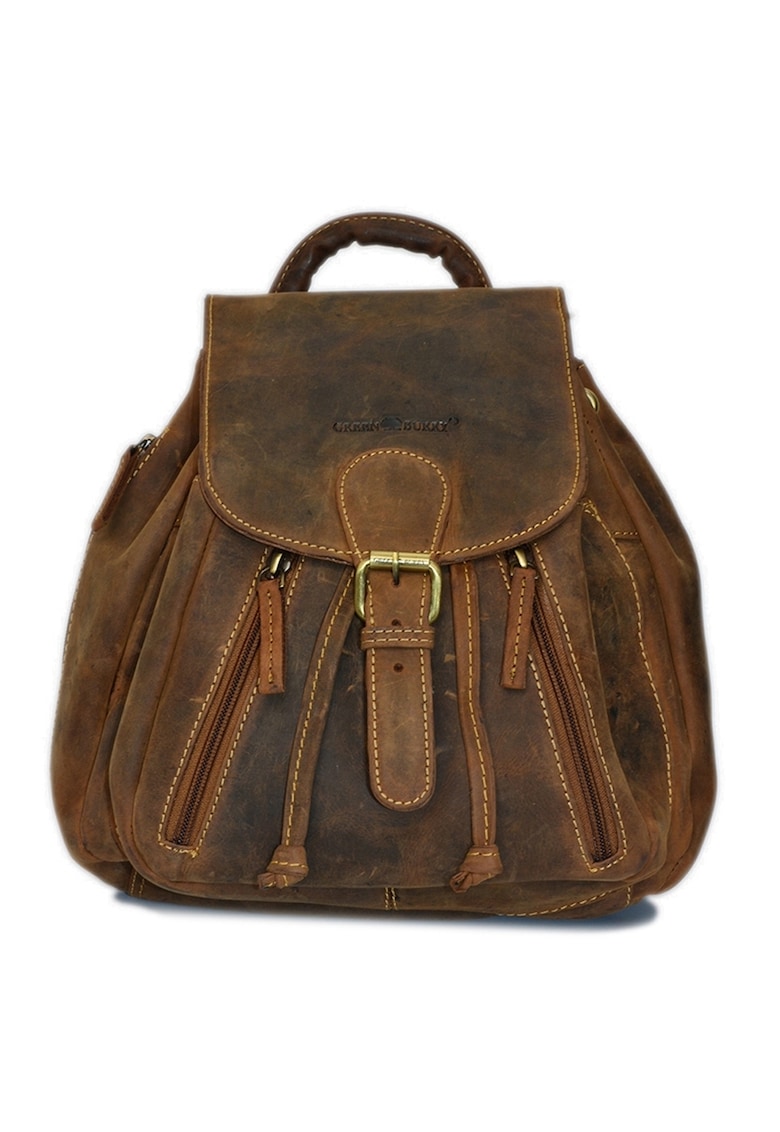 Rucsac dama piele naturala maro antichizat 28 x 28 cm - Vintage -