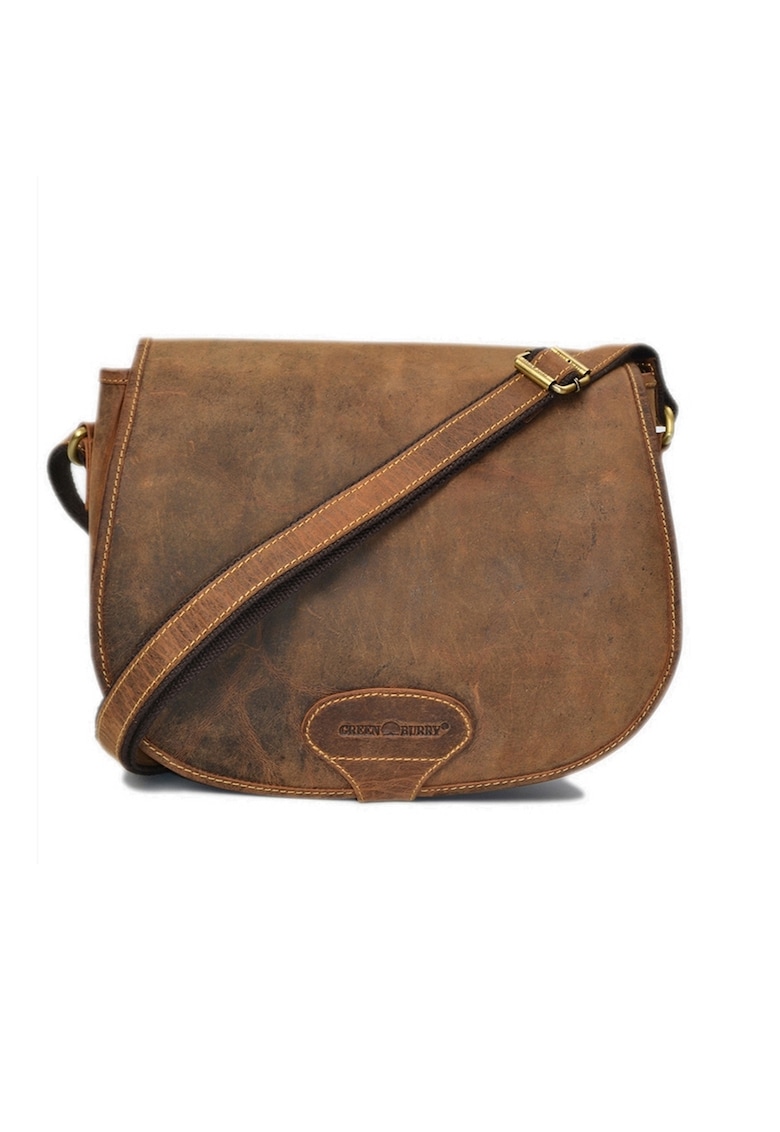 Geanta umar dama piele naturala maro antichizat 30 x 25 cm - Vintage -