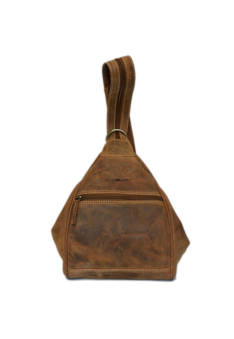 Geanta/rucsac dama piele naturala maro antichizat 21 x 26 x 13 cm - Vintage -