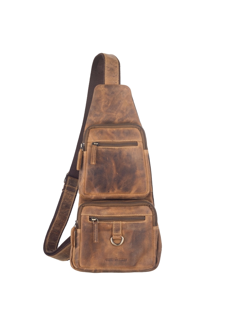 Geanta crossbody barbati piele naturala maro antichizat 20 x 45 cm - Vintage -