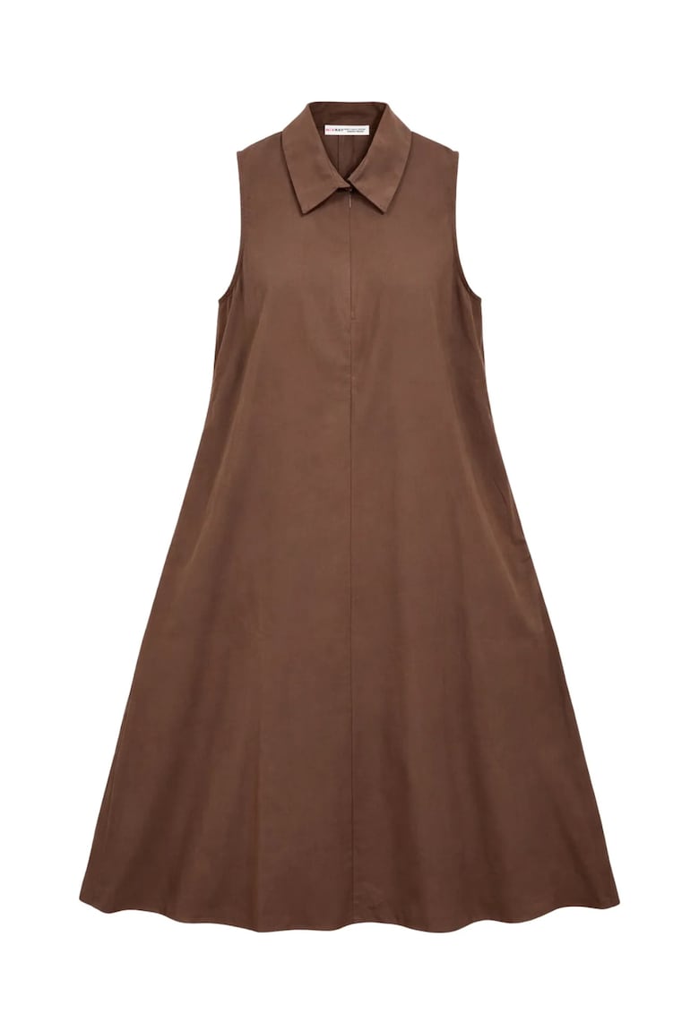 Rochie midi maro - bumbac si poliester