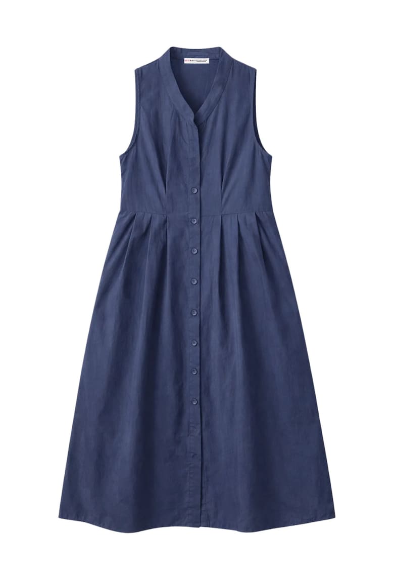Rochie maxi - guler tippet - bumbac/poliester - bleumarin