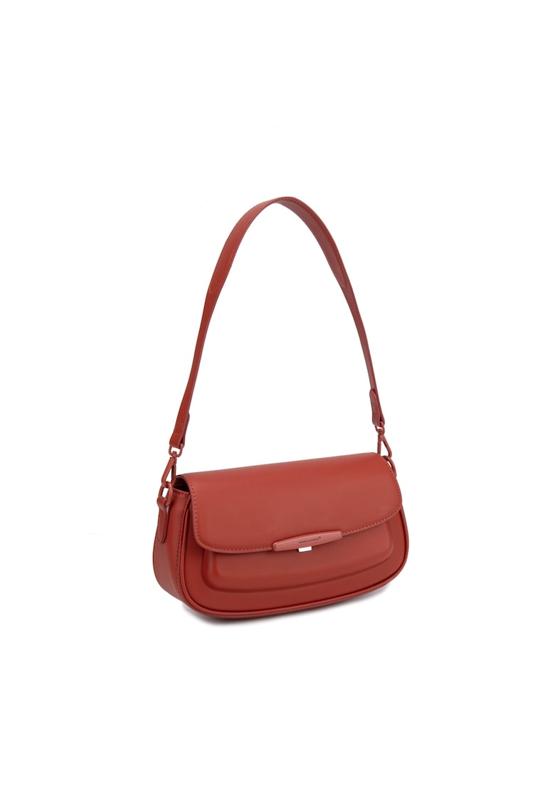Geanta de umar cu clapa Lisandra Chic - Maro cognac