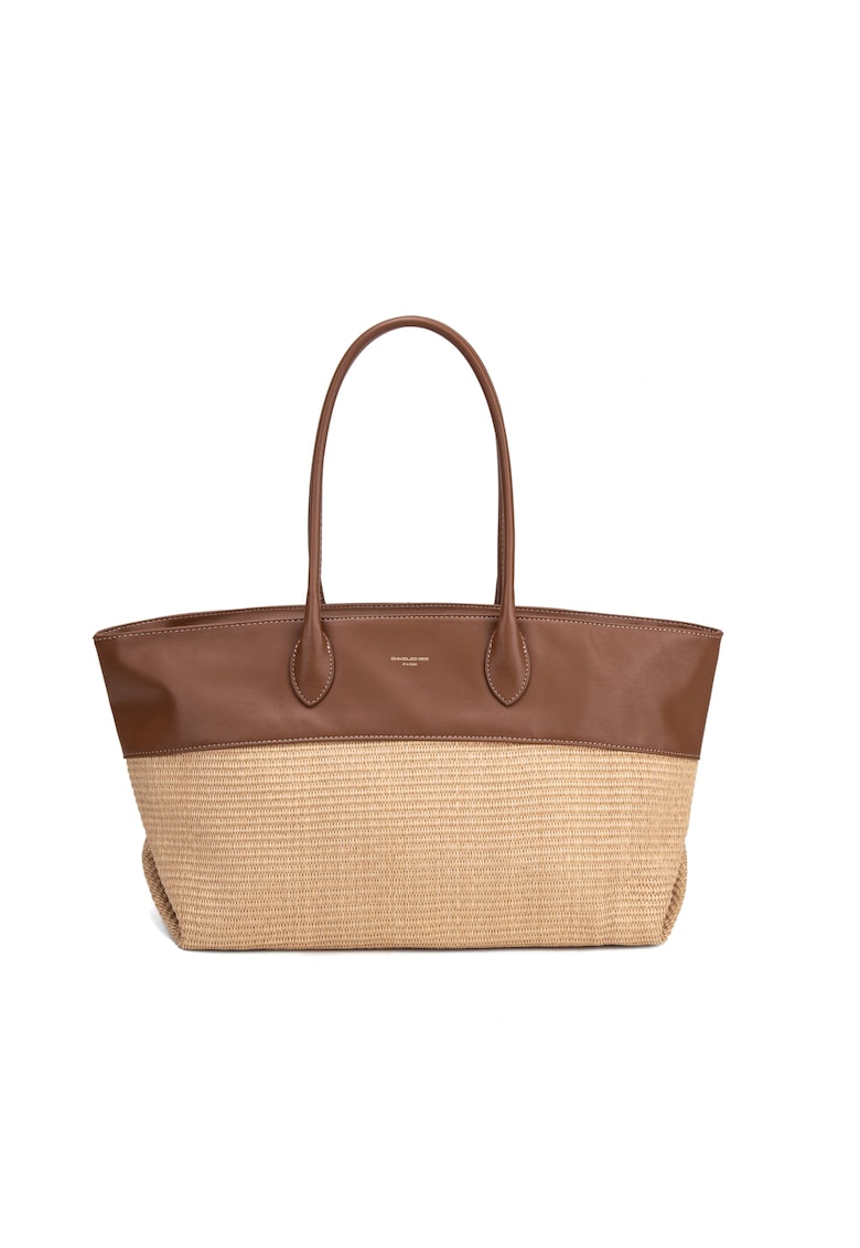 Geanta shopper cu insertie cu aspect tesut Valoria Plus - Maro camel