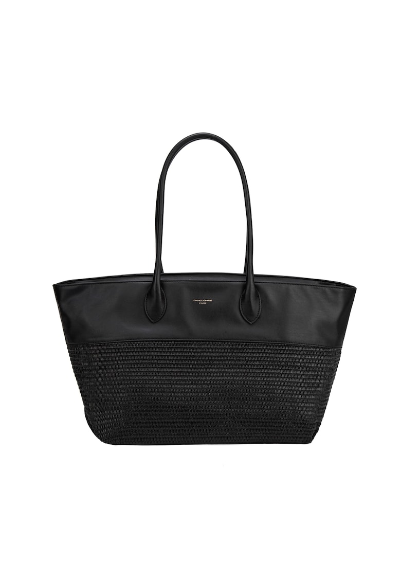 Geanta shopper cu insertie cu aspect tesut Valoria Plus - Negru