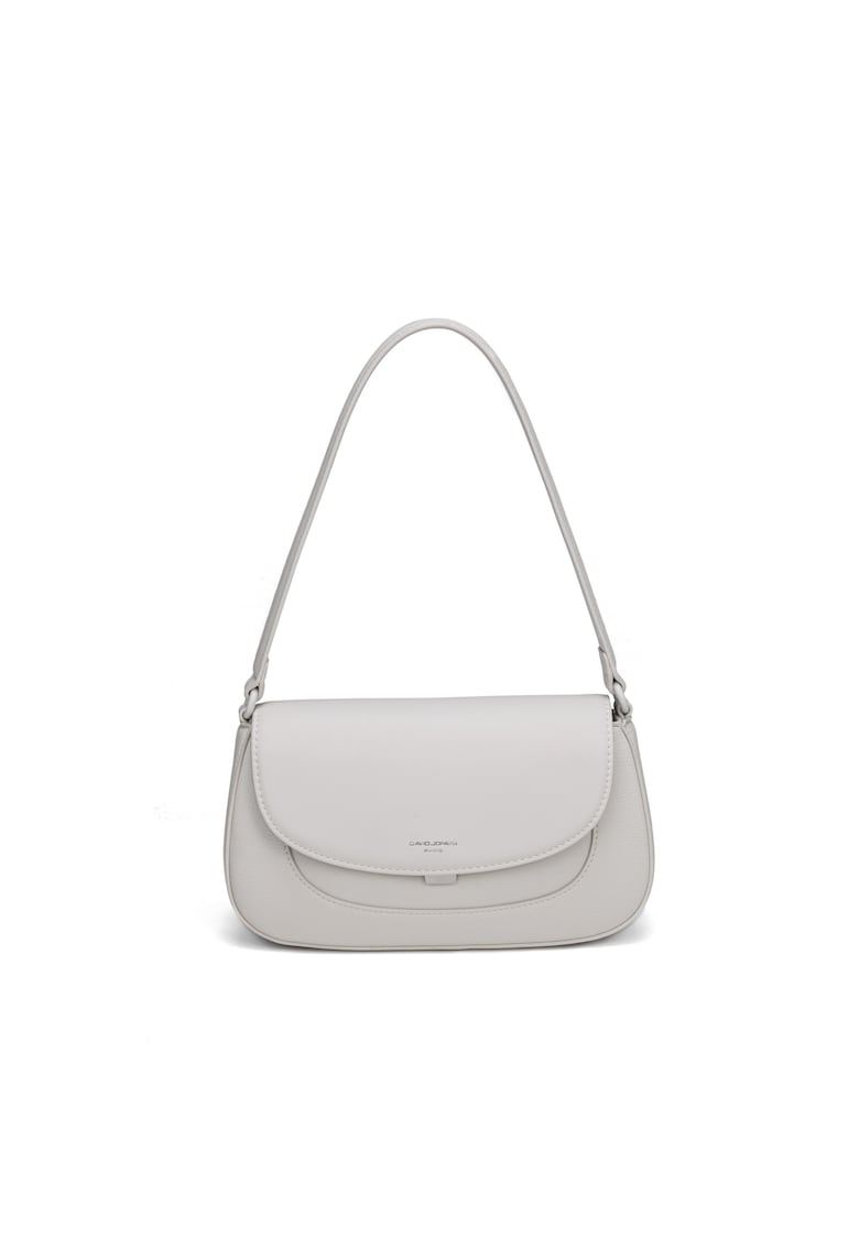 Geanta crossbody din piele ecologica cu clapa Elora - Crem