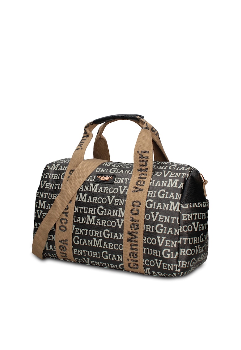 Geanta duffle de piele ecologica cu buzunare exterioare Lunaria Chic - Albastru