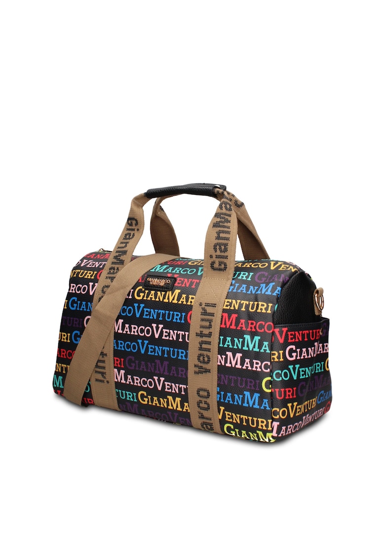 Geanta duffle de piele ecologica cu buzunare exterioare Lunaria Chic - Multicolor