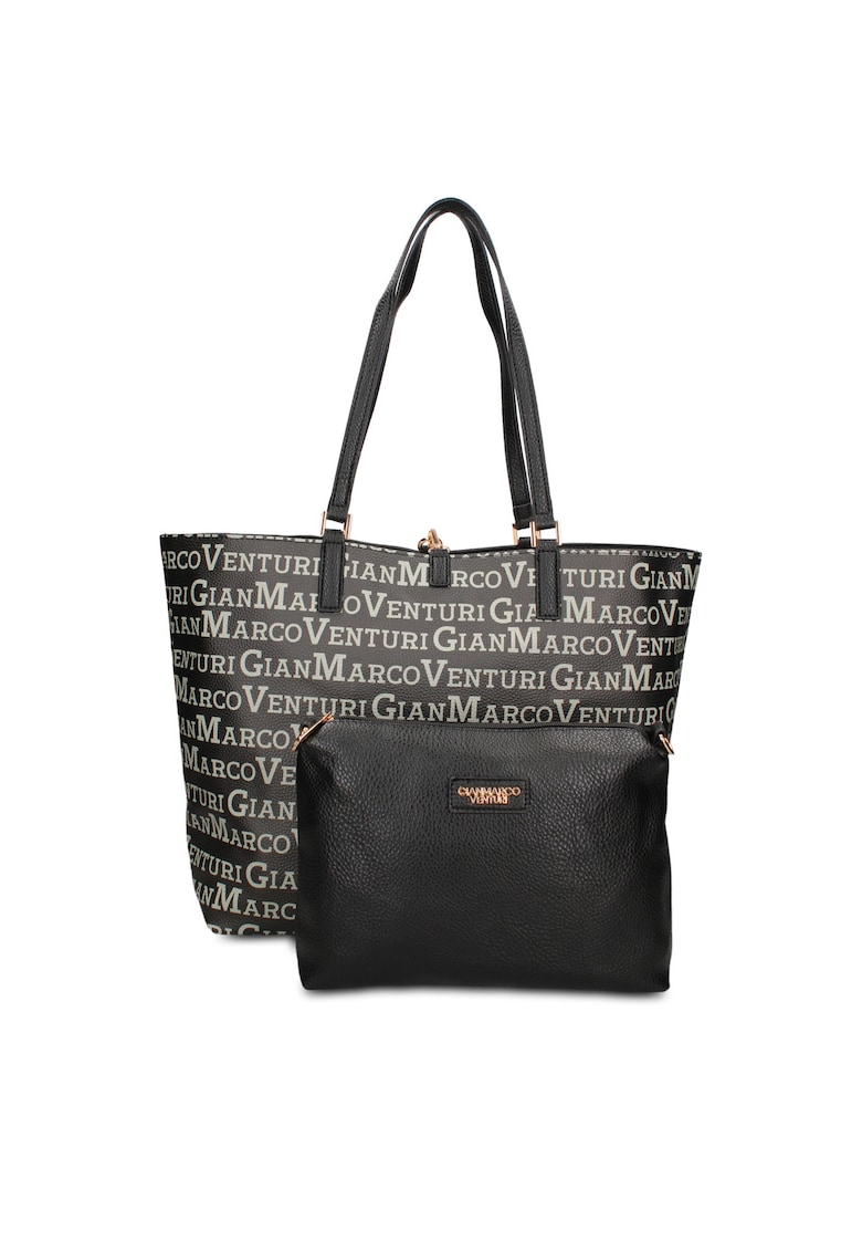 Geanta shopper de piele ecologica cu etui detasabil Valoria Chic - Negru