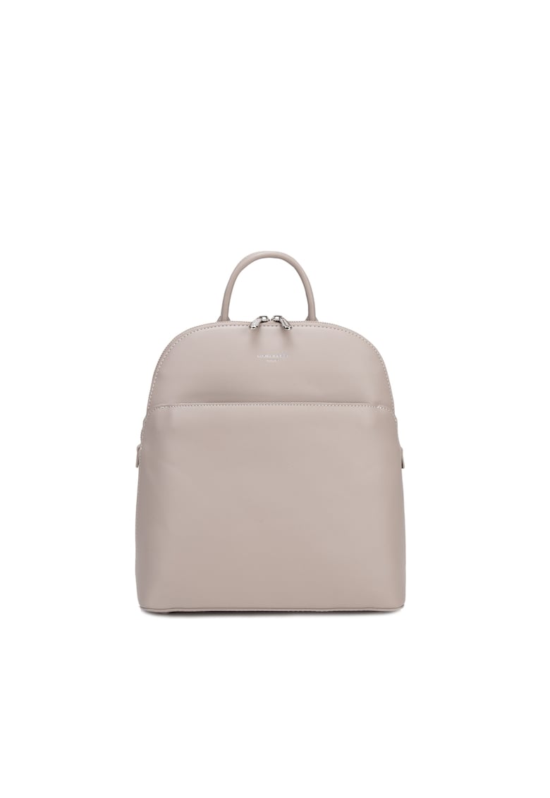 Rucsac de piele ecologica cu buzunar frontal Silvana Ultra - Bej deschis