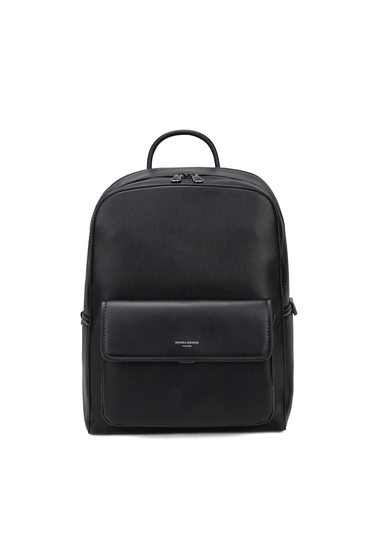 Rucsac de piele ecologica cu buzunar cu clapa Novara Elite - Negru