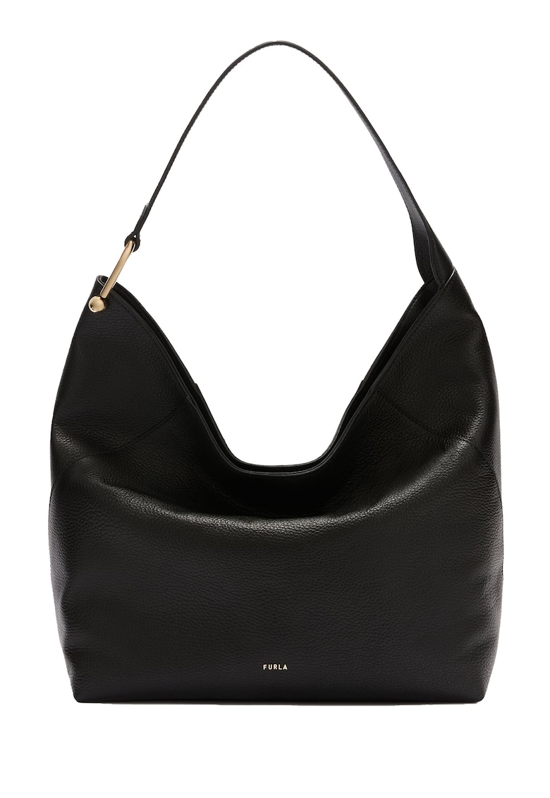 Geanta hobo din piele cu model uni Silvana Pro - Negru