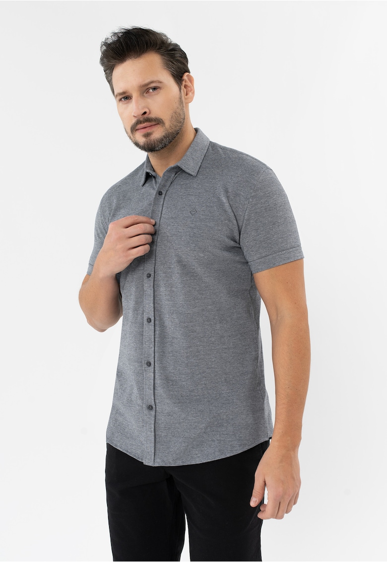 Camasa barbati din bumbac cu maneci scurte - Regular Fit - C-Londian - grafit - Gri grafit
