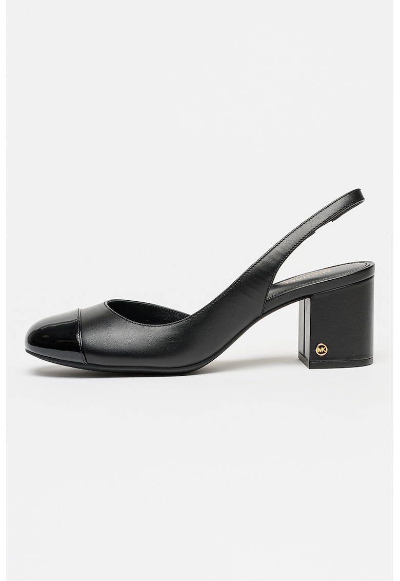 Pantofi de piele cu toc masiv Perla Flex - Negru