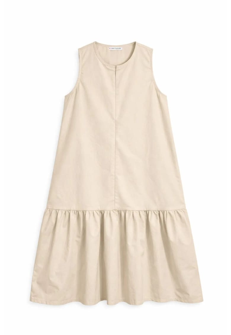 Rochie Maxi - detalii cu volane - bumbac/poliester - crem