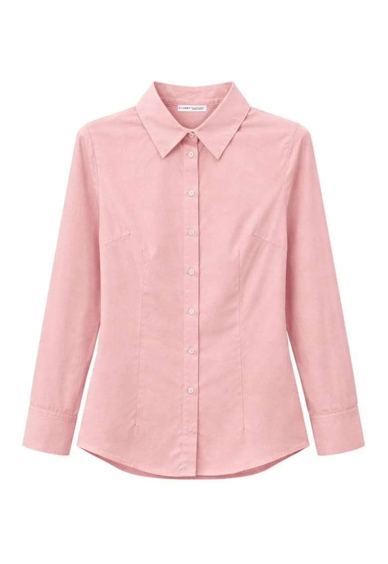 Camasi dama - camasa poplin - roz pudra - bumbac - maneca lunga