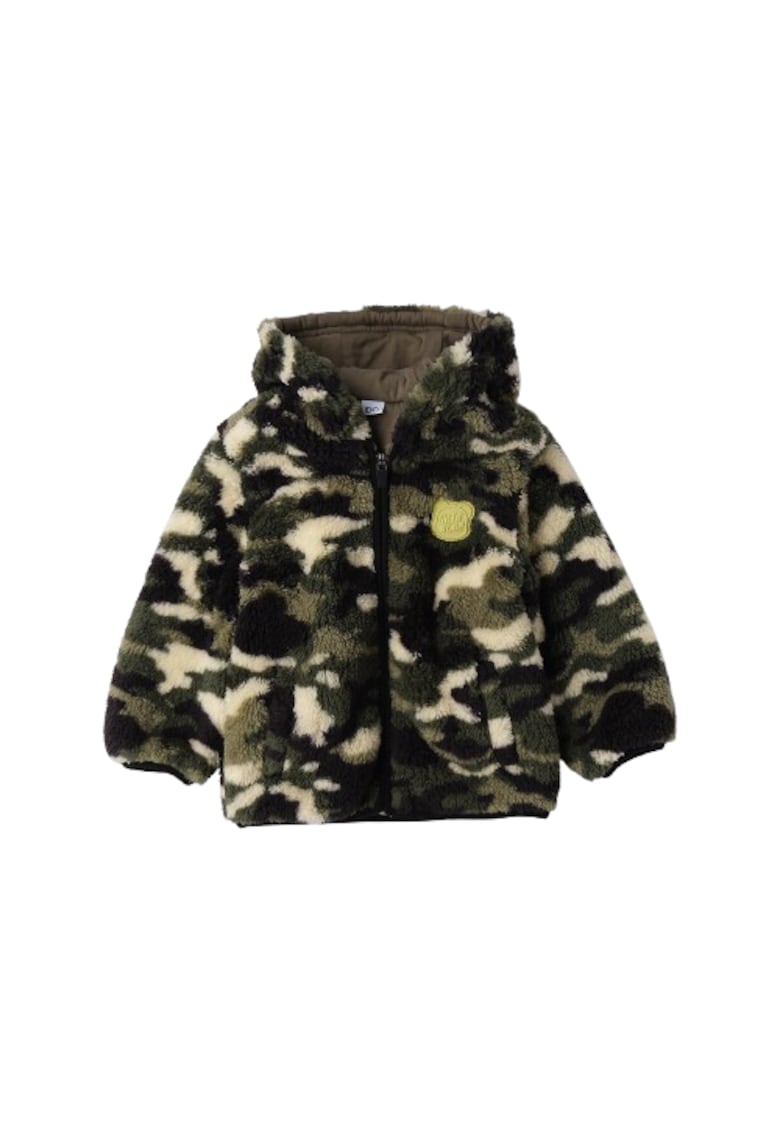 Hanorac iDO din Fleece Pufos Teddy cu Captuseala Bumbac si Camuflaj