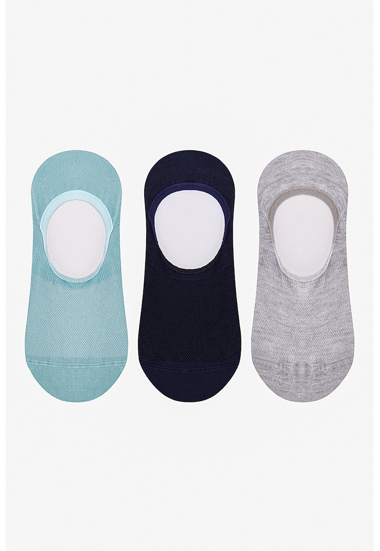 Set de sosete foarte scurte cu model uni - 3 perechi - Albastru pastel/Negru/Liliac prafuit