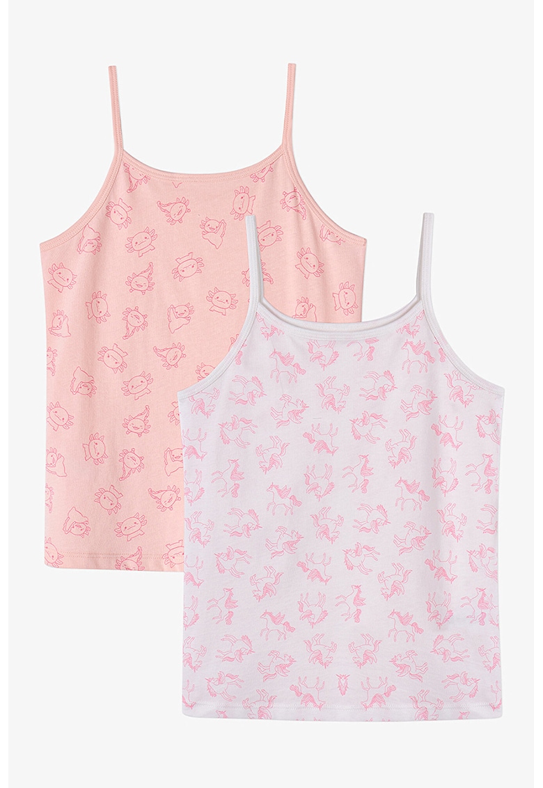 Set de maiouri cu model grafic - 2 piese - Roz pastel/Lila
