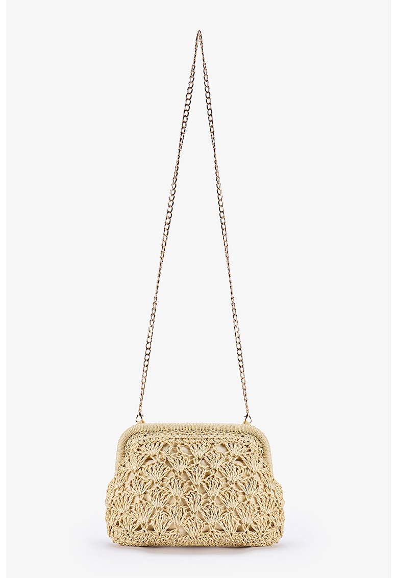 Geanta crossbody cu bareta lant - Bej deschis