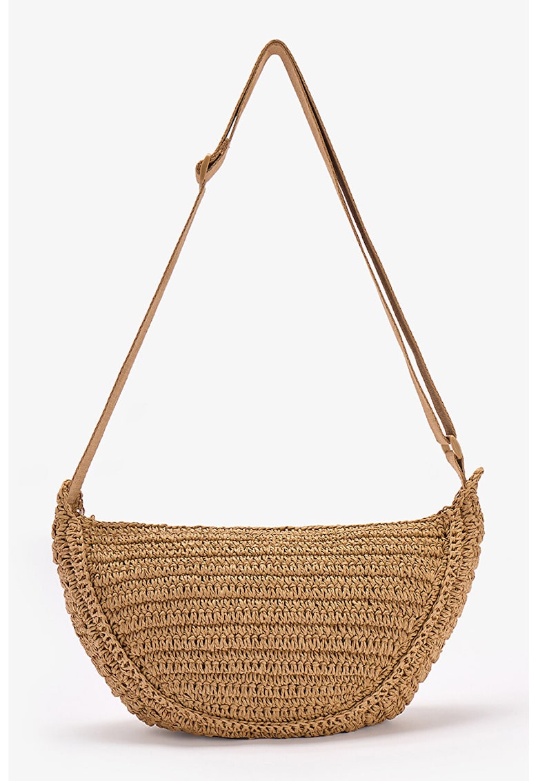 Geanta crossbody cu fermoar - Bej