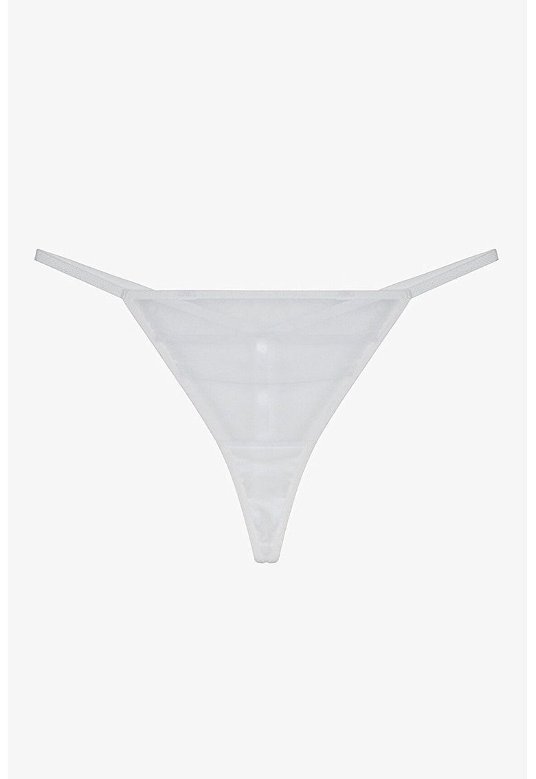 Chiloti tanga semi-transparenti - Alb optic