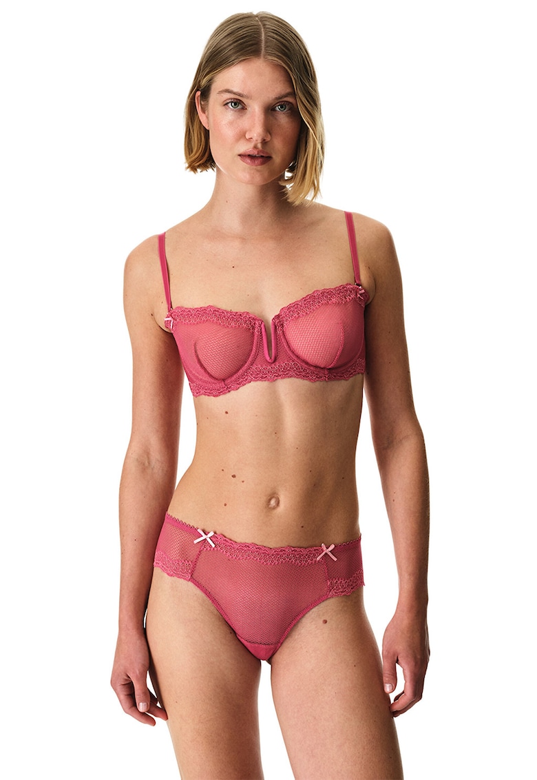 Sutien din dantela cu bretele detasabile - Fucsia -