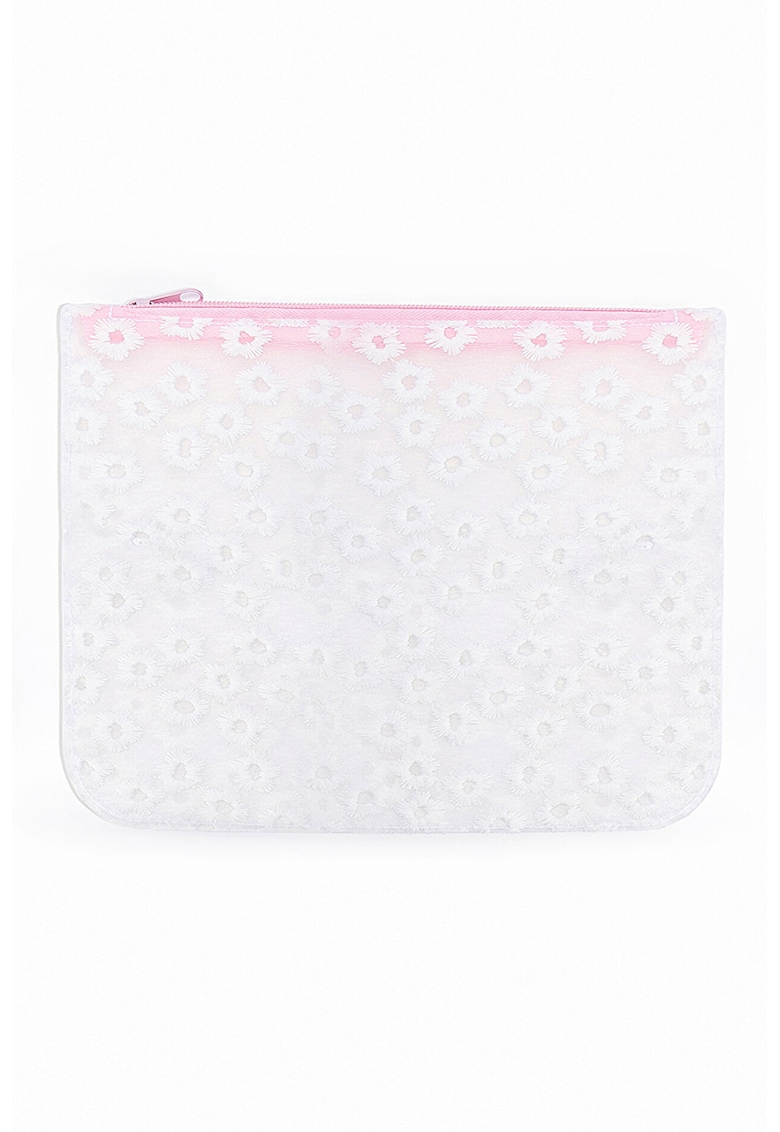 Etui cu model floral - Roz pastel/Alb optic