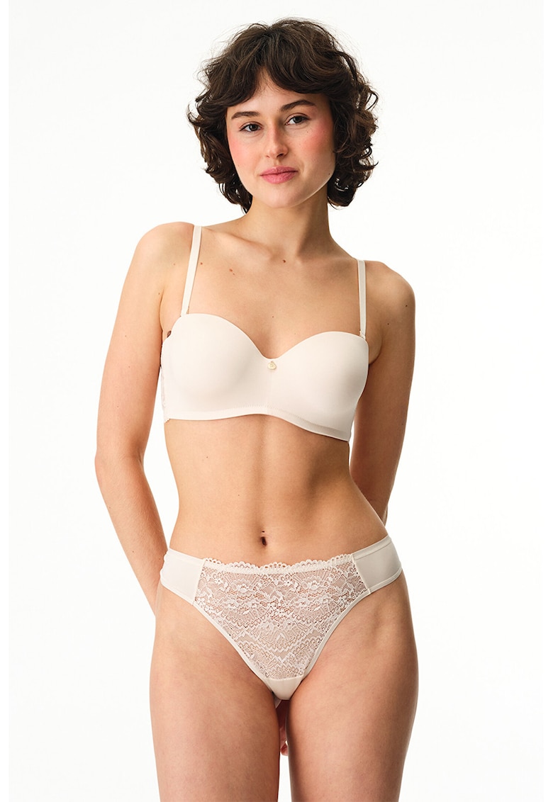 Sutien balconette cu bretele detasabile - Alb fildes -
