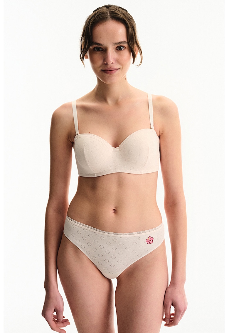 Sutien balconette Lotus Pointelle - Alb fildes -