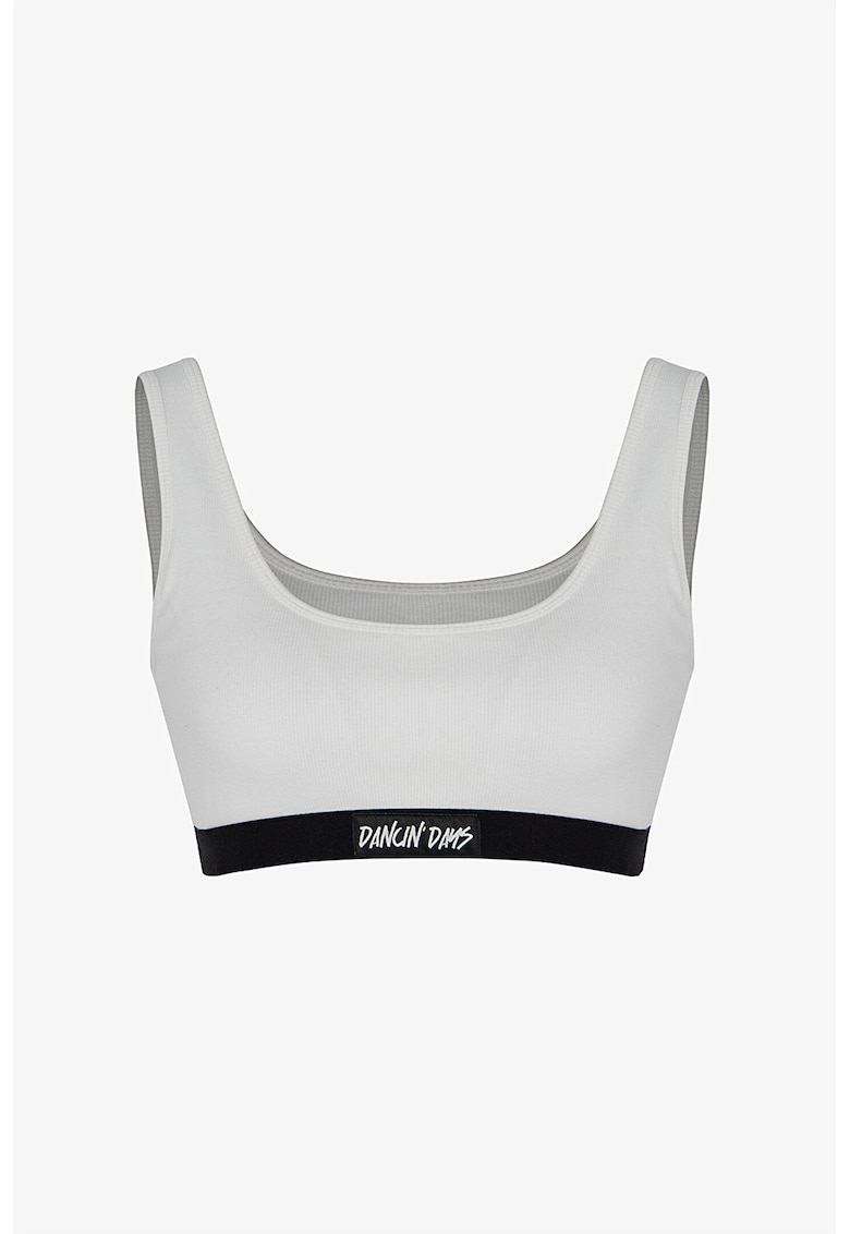 Bustiera cu captuseala detasabila - pentru fitness - Alb - Negru -
