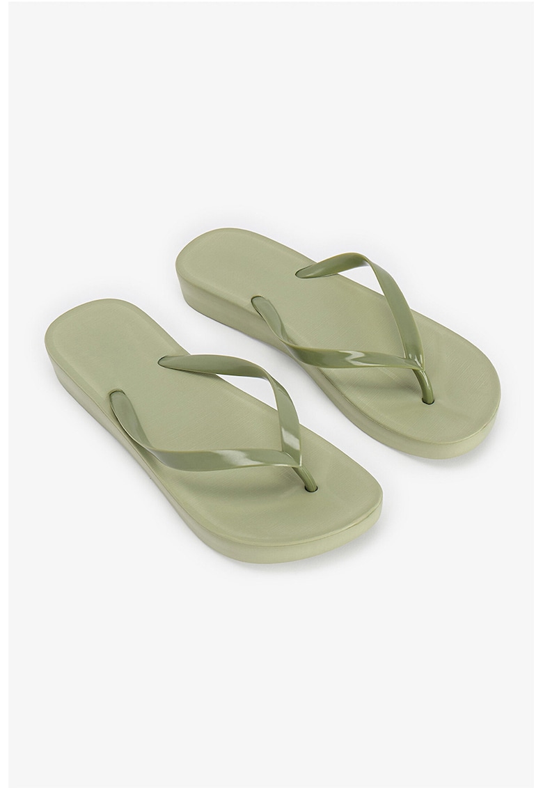 Papuci flip-flop cu model uni - Verde masliniu pal -