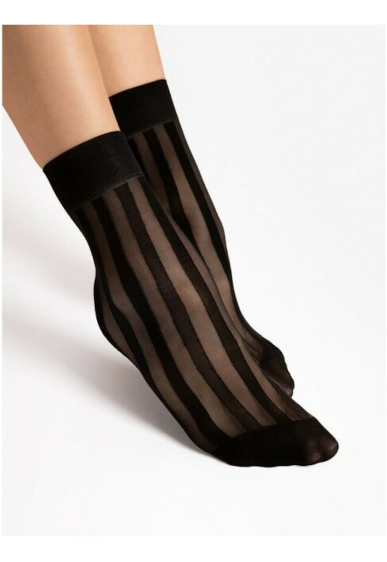 Sosete lycra negre cu dungi Vibe 20 den - Negru