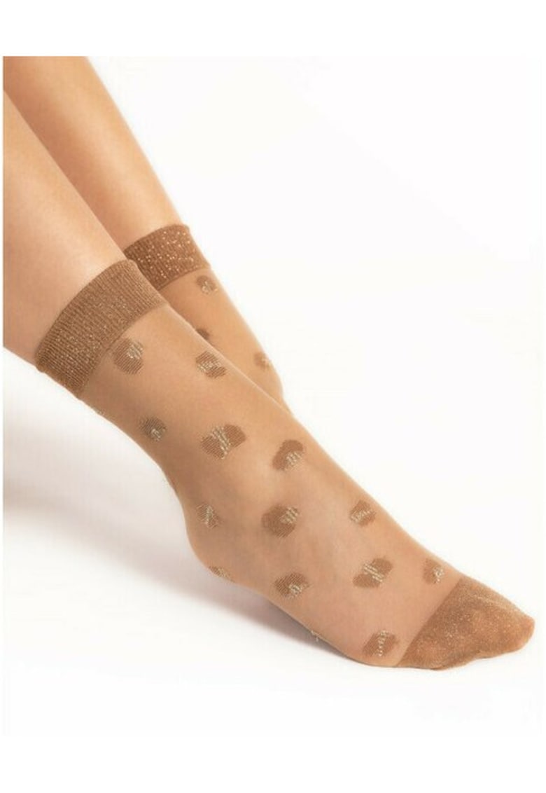 Sosete lycra cu fir metalizat si buline Pop In 15 den Unica - Natur