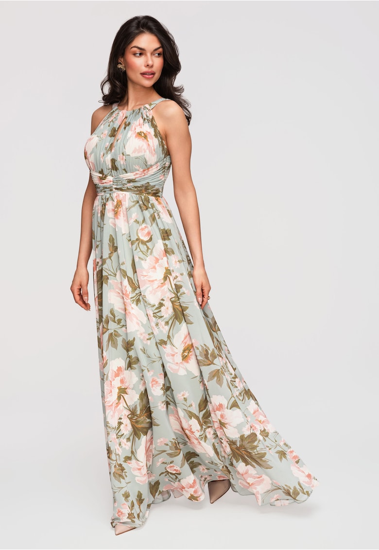 Rochie Maxi Eleganta - Croiala Ampla - Material Usor cu Drapaj - Turcoaz