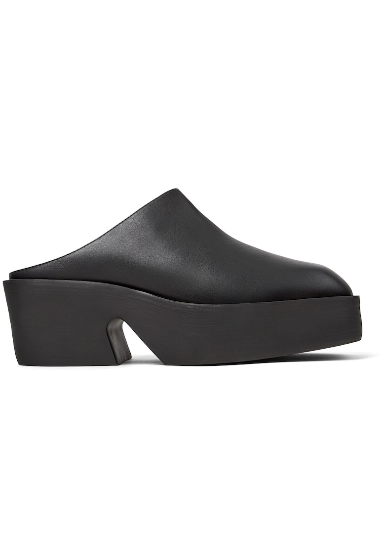 Saboti de piele cu toc masiv Billie - Negru